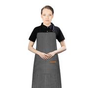 Shunshi Adjustable Apron, Unisex Apron with 2 Pockets, Cotton Linen Cooking Kitchen Accessories Chef Bib Aprons for Women Men Home Baking Gardening Household Cleaning BBQ Restaurant (Black Strips)