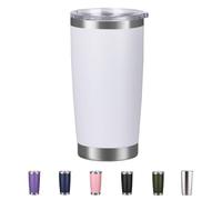 Shunshi Insulated Travel Tumbler with Leak-Proof Lid, 20oz Double-Wall Stainless Steel Mug - Keeps Hot/Cold 4/10H, Car Cup Holder Fit, BPA Free - Ideal for Coffee, Commute & Gifts (White)