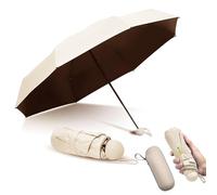 Shunshi Mini Anti-UV Compact Umbrella,Folding Travel,Mini Umbrella, Small UV, Windproof Strong Portable Pocket with Capsule Case for Women and Kids(Off-White)
