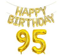 SHUNTAI 95th Birthday Decorations for Men Women 95 Balloon Number Gold Jumbo Foil Mylar 59 Number Balloons with Happy Birthday Balloon Banner 59th or 95 Years Old Theme Party Events Supplies
