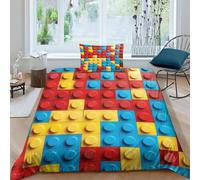 SHUNXIFQ 2 Pieces Legos Duvet Cover with Pillowcases 3d Printed Bedding Set with Zipper Closure Anti-allergic Duvet Cover For Kids Single（135x200cm）