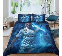 SHUNXIFQ 3 Pieces Kylian Mbappe Duvet Cover with Pillowcases 3d Printed Bedding Set with Zipper Closure Anti-allergic Duvet Cover For Kids Double(200x200cm)