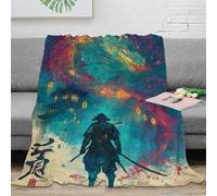 SHUNXIFQ Japanese Samurai Bedding 3D Printed Throw Blanket Gifts Lightweight Fluffy Soft Cozy Plush for Kids Teens Adults for Boys Girls All Season Couch Sofa 40x50inch(100x130cm)