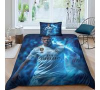 SHUNXIFQ Kylian Mbappe Duvet Cover Sets,Boys And Girls Bedding Set Comforter Cover, Man Fashion Bedroom Decorations 2 Pcs with Pillowcases Hidden Zipper Single(135x200cm)