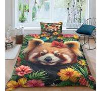 SHUNXIFQ Red Panda 3D Print Quilt Duvet Cover Set Easy Care Anti-Allergic Soft & Smooth with Pillow Cases Comforter Cover 2 Pcs for Boys Girls Single（135x200cm）