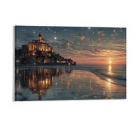 SHUNXIFQ St Michael's Mount Art Canvas Prints of Modern Stretched Giclee Artwork Pictures Paintings on Canvas Wall Art for Bedroom Home Office Decorations 16x24inch(40x60cm)
