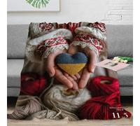 SHUNXIFQ Ukrainian Embroidery Blanket Throw 3D Printed Bedding Plush Gifts Lightweight Fluffy Soft Cozy for Holiday Bed Couch for Boys Girls All Season Couch Sofa 60x80inch(150x200cm)