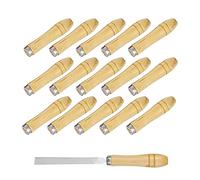 Shuny 15 x Wooden File Handles, Wooden File Handles with Strong Metal Clamps, Length 90 mm, Suitable for 4 to 6 Inch Files of Different Shapes