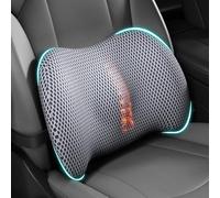 SHUNYIA Lumbar Support Pillow for Car for Audi Q2 Q3 Q5 Q7 Q8, Lumbar Pillow Memory Foam Lumbar Back Cushion With Strap for Pain Relief,Grey