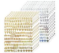 SHUNYINLAI 0.5 Inch Cursive Letters Stickers, 2400 Pcs Gold & Silver Sparkle Self-Adhesive Letter Sticker for Scrapbook, Water Bottle, Graduation Caps