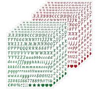SHUNYINLAI 0.5 Inch Cursive Letters Stickers, 2400 Pcs Sparkle Self-Adhesive Letter Sticker for Scrapbook, Water Bottle, Graduation Caps - Red & Green
