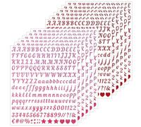 SHUNYINLAI 0.5 Inch Cursive Letters Stickers, 2400 Pcs Sparkle Self-Adhesive Letter Sticker for Scrapbook, Water Bottle, Graduation Caps - Red & Pink