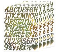 SHUNYINLAI 1.5 Inches Glitter Letter Number Stickers, 385 Pieces Cursive Self-Adhesive Sticky Alphabet Symbols Sticker for Scrapbook,Mailbox, Wedding, DIY and Crafting - Gold