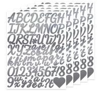 SHUNYINLAI 1.5 Inches Glitter Letter Number Stickers, 385 Pieces Cursive Self-Adhesive Sticky Alphabet Symbols Sticker for Scrapbook,Mailbox, Wedding, DIY and Crafting - Silver