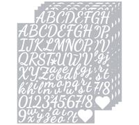 SHUNYINLAI 1.5 Inches Letter Number Stickers, 385 Pieces Cursive Self Adhesive Alphabet Symbols Sticker for Scrapbook,Notebook,DIY and Crafting - White