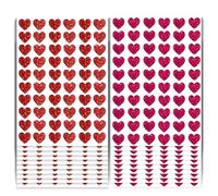 SHUNYINLAI 1200 Glitter Heart Shaped Stickers, Self Adhesive PVC Heart Decals Love Labels for Wedding, Party, Valentine's Day, Crafting Supplies - Red&Rose Red