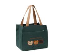 Shunzhong Casual Embroidered Bear Bag Canvas Organizational Pockets Practical Comfort Handles Travel Essential Handbag Lunch Bags Trendy Embroidered Bear Canvas Bag Grocery Bag