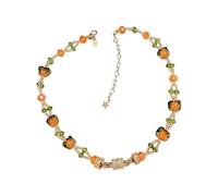 Shunzhong Playful Cartoon Vegetable Fruit Beaded Necklace with Sparkling Rhinestones and Comfortable Fastener Lovely Food Shaped Clavicle Chain