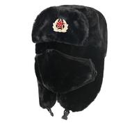 Shunzhong Soviet Retro Lenin Hat Adjustable Earflap Cap Imitation Furs Warm Winter Outdoor Use Windproof Hat Black