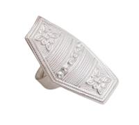 Shunzhong Trapezoidal Carved Floral Band Alloy Crafted Comfortable Everyday Accessory Engraved Wedding Band Gift