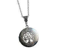 Shunzhong Unique Antique Silver Tree Necklace with Hide Picture Holder for Personalize Jewelry Tree Photo Locket Necklace