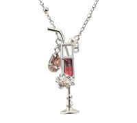 Shunzhong Unique Cocktail Glass Shape Pendant Necklace with Bright Adjustable Length Clavicle Chain for Special Occasions Jewelry
