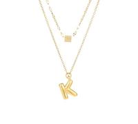 Shuo Dian Gold Necklaces for Women Bubble Letter Necklace Jewelry Initial Necklace A-Z Chunky Pendant Plated 14k Gold layered Chain Stainless Steel Fashion Accessories Personalized, One Size
