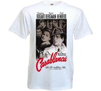 SHUOCAI Casablanca Movie Poster T Shirt for Mens White XXL