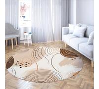 SHUODAOCO Abstract Round Carpets 120cm Modern Non Slip Circle Rug Living Room Bedroom Home Office Foldable Corridor Lounge Patio Brown Swirl Circle Rugs