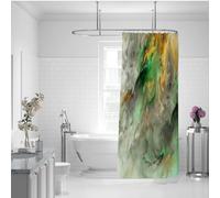 SHUODAOCO Abstract Shower Curtain Green Gray Orange Shower Curtains for Bathroom Ink Art Decor Bathtub Waterproof Curtain 90Bx180Lcm Light Weight