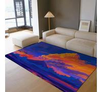 SHUODAOCO Abstract Sunset Art Area Rugs Bright Colorful Sky Washable Thin 160x230cm Carpet for Farmhouse Kitchen Home Aesthetic Minimalist Oriental Blue