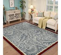 SHUODAOCO Area Rug Living Room Rugs 180x240 Washable Area Rugs Boho Farmhouse Vintage Blue Botanical Rug Neutral Large Soft No Slip Indoor Thin Floor Carpet for Bedroom Under Dining Table Home Office