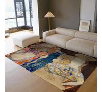 SHUODAOCO Area Rugs 80x120cm Washable Non-slip Geometric Patterns Vintage Distress Print Pattern Carpet for Living Room Bedroom Dining Room Curves Clothing