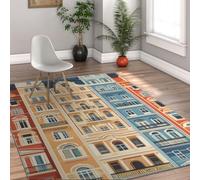 SHUODAOCO Area Rugs for Bedroom European Architecture Art Washable Rug Urban Colorful Apartment Building Design Carpets 180x240cm for Living Room Indoor