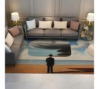 SHUODAOCO Bedroom Rugs 60x90cm Modern Suit Man Carpets Low Pile Large Area Rug White Clouds Tree Portable Carpet for Under Table Entrance Porch Bar