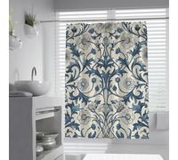 SHUODAOCO Blue Shower Curtain Floral Cloth Shower Curtains for Bathroom 180Bx200Lcm Flower Botanical Light Weight Cloth & Washable Bathroom Shower Curtains with Hooks