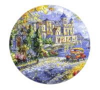 SHUODAOCO European Castle Round Rugs - Purple Exotic Paintings Carpets Washable Low Pile Soft Welcome Mat for Entryway Living Room Bedroom 60cm