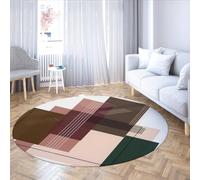 SHUODAOCO Geometric Round Area Rugs 100cm Modern Abstract Color Block Design Circular Carpet for Classroom Guest Room Hallway Portable Kitchen Office Door Mat
