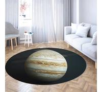 SHUODAOCO Jupiter Cosmic Planet Brown Beige Circle Rug 100cm - Soft Shed Resistant Circular Carpet for Living Room Bedroom Hallway Home Decor Office