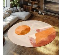 SHUODAOCO Minimalist Round Rug 90cm Mountain Sun Print Circle Carpets Non Slip Washable Living Room Bedroom Home Office Entryway Nature Decor Mat