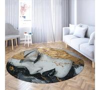 SHUODAOCO Modern Portrait Circle Carpets 60cm for Living Room Gold Hair Woman Round Rugs for Bedroom Art Studio Classroom Abstract Human Face Arts Black and Beige Floor Rug Washable Non Slip