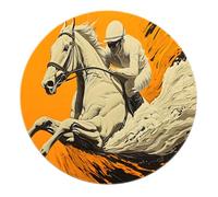 SHUODAOCO Modern Style Thin Foldable Bedroom Yellow Throw Mat 200cm - Round Rugs Non Slip Washable Horse Racing Print for Living Room Balcony Entryway