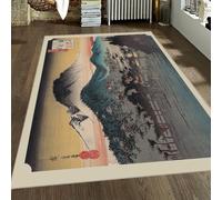 SHUODAOCO Mountain Rugs 80x120cm Village Scene Non Slip Carpet Japanese Mountain Village Ukiyo Style Classroom Area Rug for Home Office Studio Apartment Porch Powder Room