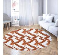 SHUODAOCO Non Slip Brush Stroke Entryway Modern Circle Rugs 180cm - Foldable Kitchen Round Carpet Brown for Living Room Bedroom Guest Room Hallway
