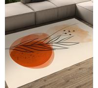 SHUODAOCO Orange Beige 160x230cm Area Carpets for Bedroom Floral Non Slip Area Rug Vintage Botanical Plants Small Thin for Bedroom Dining Room Farmhouse Boho