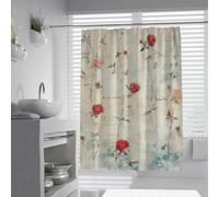 SHUODAOCO Retro Shower Curtains Rose Floral Shower Curtain Liner with Hooks 200Bx200Lcm Light weight Cloth Print Inspirational Words Be Your Own Kind of Beautiful