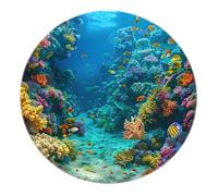 SHUODAOCO Sea Ocean Plant Round Rugs - Blue Water Coral Reefs Carpet Modern Low Pile Washable Mat for Nursery Dorm Living Room Entryway Hotel 90cm
