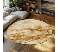 SHUODAOCO Soft Round Area Rug 200cm Beige Marble Pattern Non Slip Boho Luxury Modern Design Circular Carpet for Living Room Backyard Entrance Vintage