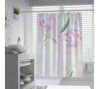 SHUODAOCO Watercolor Shower Curtain Tulip Floral Shower Curtains White Purple Green Flowers and Leaves Light Weight Cloth & Washable Shower Curtain Set with Hooks 240Bx200Lcm