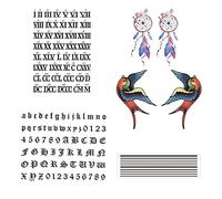 SHUOFUSH 5 Sheets Waterproof Tattoo Stickers for Men Women Roman Numerals Long Life Gothic English Alphabet Numbers Straight Line Simulation Line Tattoo